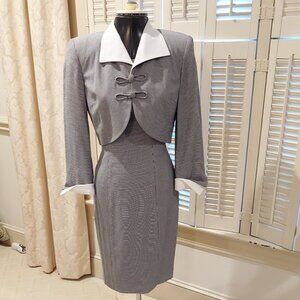 Vintage Black & White Checked Suit Dress by Constance Saunders Size 4P NWOT